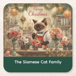 Kat Kerstbloem arrangement door bloemist Papier Kartonnen Onderzetters