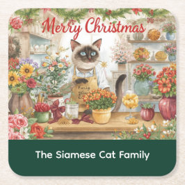 Kat Kerstbloem arrangement door bloemist Papier Kartonnen Onderzetters