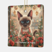 Kat Kerstbloem arrangement door bloemist Papier Keramisch Ornament (Links)