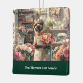 Kat Kerstbloem arrangement door bloemist Papier Keramisch Ornament (Links)