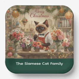 Kat Kerstbloem arrangement door bloemist Papier Papieren Bordje