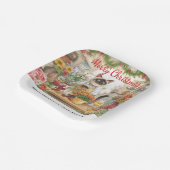 Kat Kerstbloem arrangement door bloemist Papieren Bordje (Gebogen)