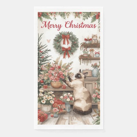 Kat Kerstbloem arrangement door bloemist Servet (Voorkant)