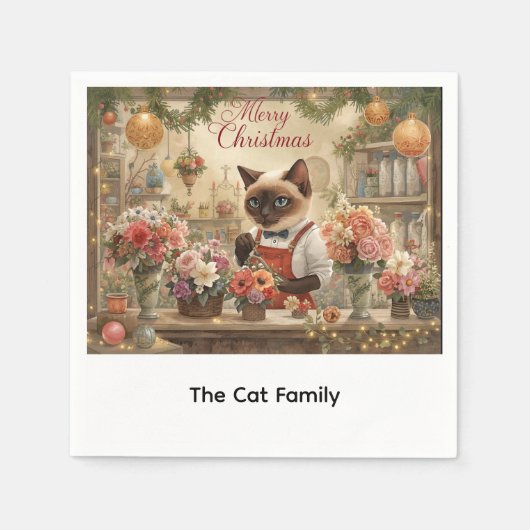 Kat Kerstbloem arrangement door bloemist Servet (Voorkant)