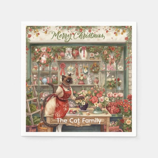 Kat Kerstbloem arrangement door bloemist Servet (Voorkant)