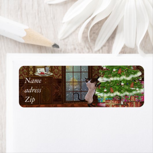 Kat Kerstboom adresetiketten Etiket (Insitu)