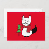 Kat kerstboom briefkaart (Voorkant / Achterkant)
