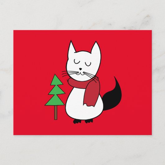 Kat kerstboom briefkaart (Voorkant)