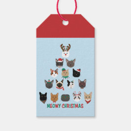 Kat kerstboom cadeaulabel
