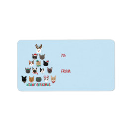 Kat kerstboom etiket