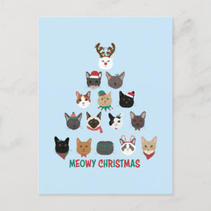 Kat kerstboom feestdagenkaart