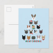 Kat kerstboom feestdagenkaart (Voorkant / Achterkant)