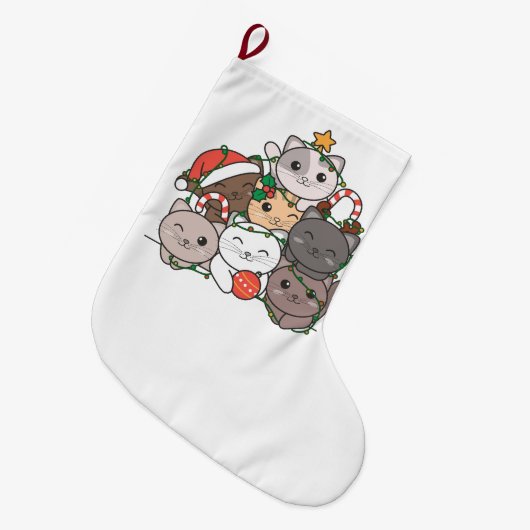 Kat kerstboom Funny Animal Kerstfeestdag Grote Kerstsok (Voorkant (Hangend))