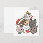 Kat kerstboom Funny Animal Kerstmis Feestdagenkaart (Voorkant / Achterkant)