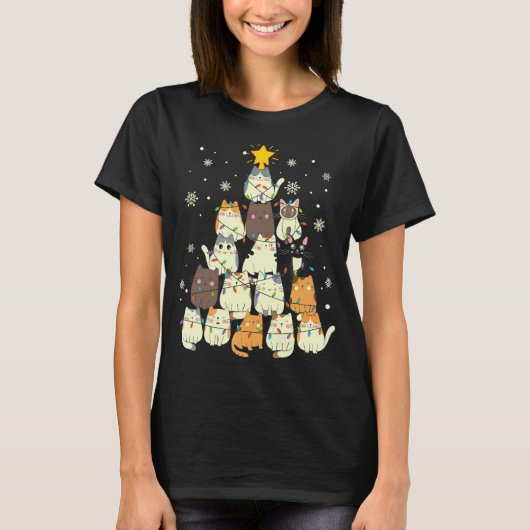 kat - kerstboom in kawaï t-shirt (Voorkant)