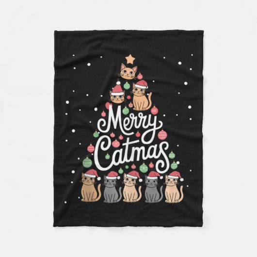 Kat Kerstboom Katten Kerstboom Trouwen Kerstboom T Fleece Deken (Voorkant)