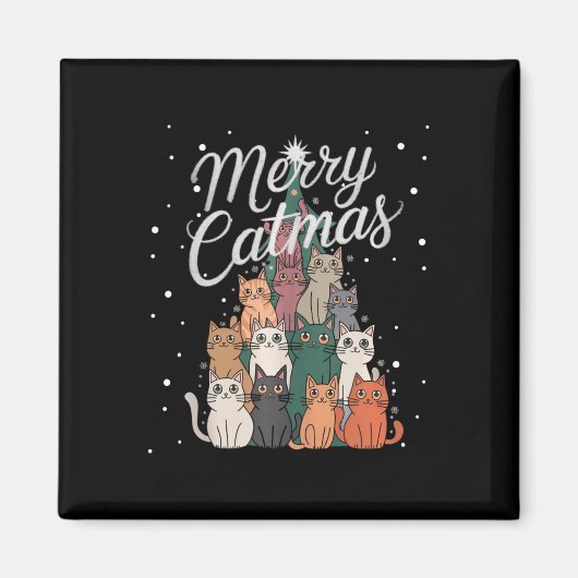 Kat Kerstboom Katten Kerstboom Trouwen Kerstmis Magneet (Voorkant)