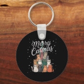 Kat Kerstboom Katten Kerstboom Trouwen Kerstmis Sleutelhanger (Voorkant)