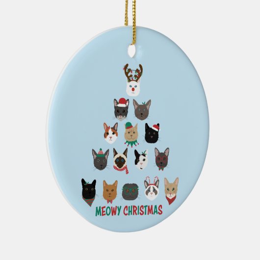 Kat kerstboom keramisch ornament (Rechts)