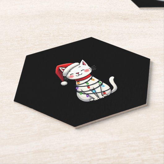 Kat Kerstboom Kerstmis (5) Kartonnen Onderzetters (Schuin)