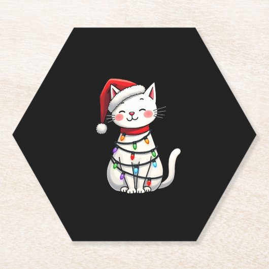 Kat Kerstboom Kerstmis (5) Kartonnen Onderzetters (Voorkant)