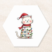 Kat Kerstboom Kerstmis (6) Kartonnen Onderzetters (Voorkant)