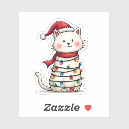 Kat Kerstboom Kerstmis (6) Sticker (Vel)