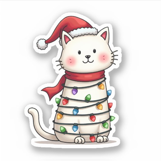 Kat Kerstboom Kerstmis (6) Sticker (Voorkant)