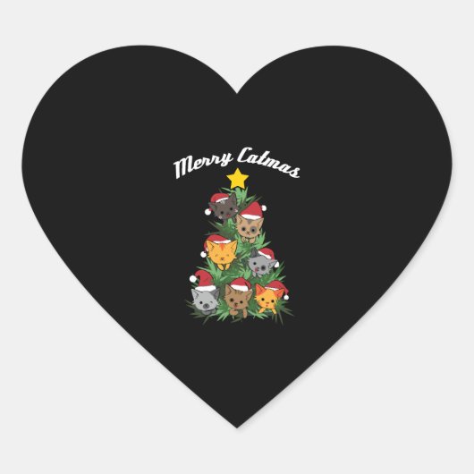 Kat Kerstboom Kerstmis cadeau & cadeau Hart Sticker (Voorkant)
