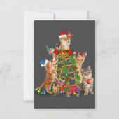 Kat kerstboom, lelijke kerstkat mam kat papa bedankkaart (Voorkant)