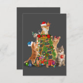 Kat kerstboom, lelijke kerstkat mam kat papa bedankkaart (Voorkant / Achterkant)
