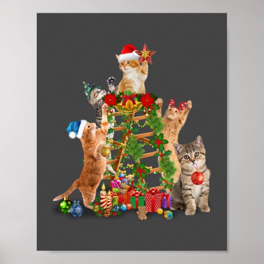 Kat kerstboom, lelijke kerstkat mam kat papa poster (Voorkant)