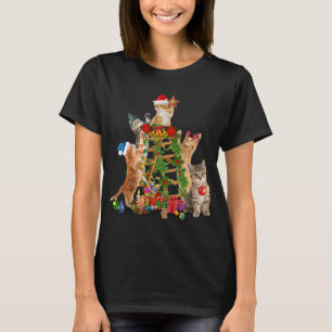 Kat kerstboom, lelijke kerstkat mam kat papa t-shirt