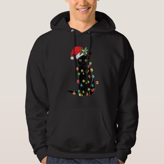 Kat kerstboom lichte broodroosters hoodie (Voorkant)