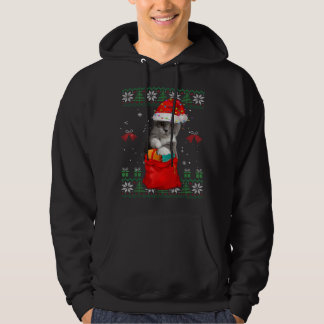 Kat Kerstboom Lichten Santa Hoed Kat Liefhebber Hoodie