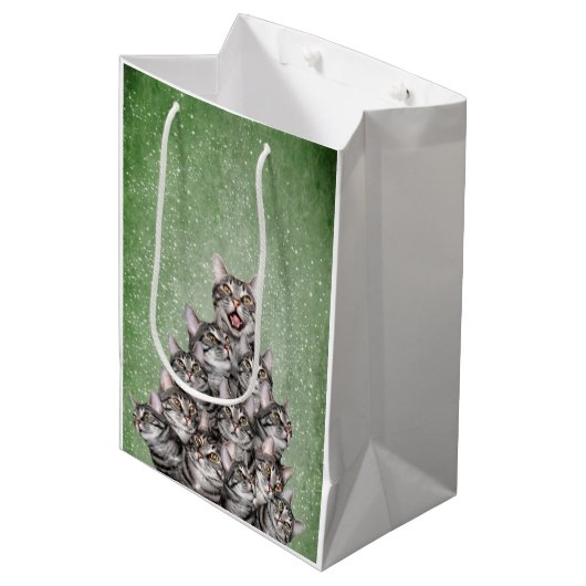 Kat kerstboom medium cadeauzakje (Voorkant Gekanteld)