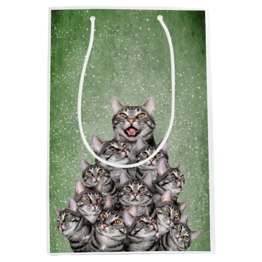 Kat kerstboom medium cadeauzakje (Voorkant)