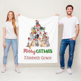 Kat-kerstboom Merry Catmus Cat Lovers Gift Fleece Deken