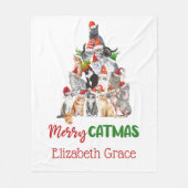 Kat-kerstboom Merry Catmus Cat Lovers Gift Fleece Deken (Voorkant)