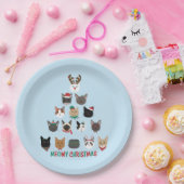Kat kerstboom papieren bordje (Feest)
