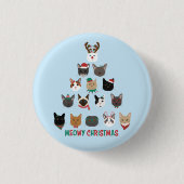 Kat kerstboom ronde button 3,2 cm (Voorkant)