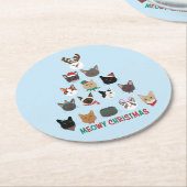 Kat kerstboom ronde kartonnen onderzetter (Gebogen)