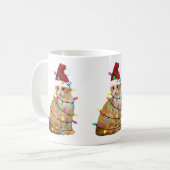 Kat kerstboom Santa Funny Xmas Kat Lover Koffiemok (Voorkant links)