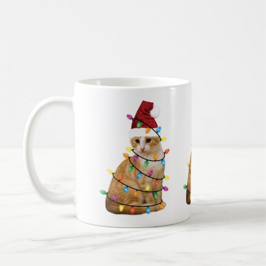 Kat kerstboom Santa Funny Xmas Kat Lover Koffiemok (Links)
