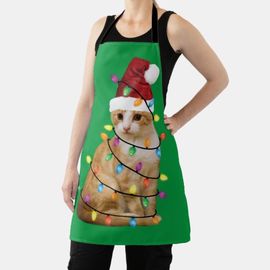 Kat kerstboom Santa Funny Xmas Kat Lover Schort (Insitu)