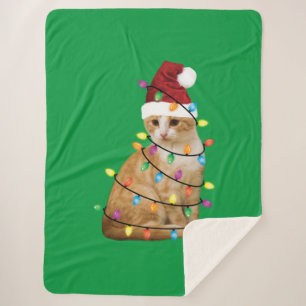 Kat kerstboom Santa Funny Xmas Kat Lover Sherpa Deken
