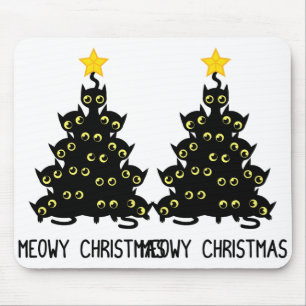 Kat Kerstboom Schattige Zwarte Kitten Lover Meowy Muismat