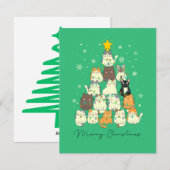 Kat Kerstboom Schattigee Lichten Feestdagenkaart (Voorkant / Achterkant)