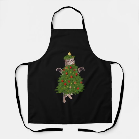 Kat kerstboom schort (Voorkant)