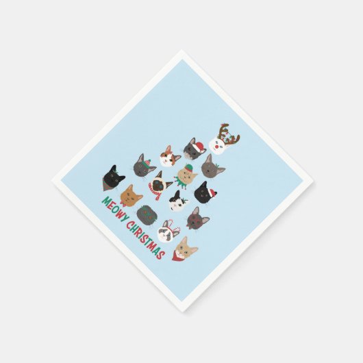 Kat kerstboom servet (Hoek)